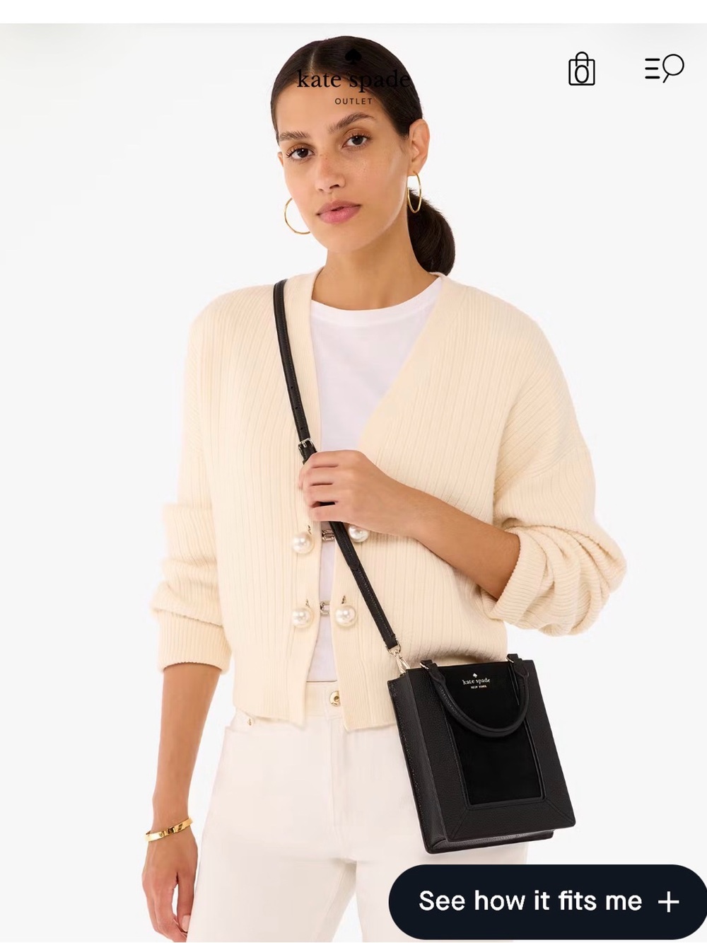 kate spade Black Structured Leather Crossbody Bag